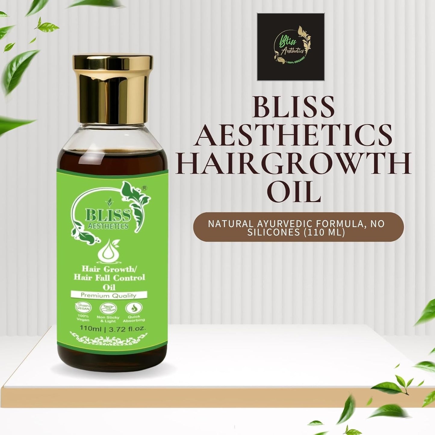 Bliss Aesthetics Hair Fall Control Oil | Ayurvedic Formula with Amla & Methi | Non-Sticky & Lightweight | Reduces Hair Fall & Strengthens Roots (110ml)