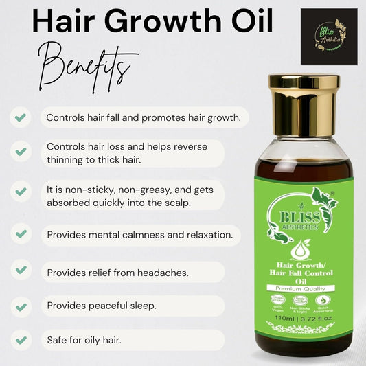 Bliss Aesthetics Hair Fall Control Oil | Ayurvedic Formula with Amla & Methi | Non-Sticky & Lightweight | Reduces Hair Fall & Strengthens Roots (110ml)