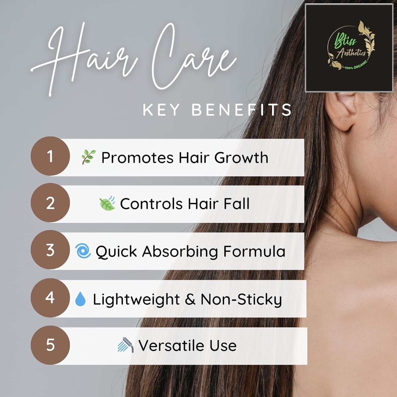 Bliss Aesthetics Hair Growth Oil For Hair thinning| Natural Ayurvedic Formula | Non-sticky & Non-greasy Oil | Promotes Hair Growth & Reduces Hair Fall | Nourishes Scalp & Prevents Dandruff (110ml)